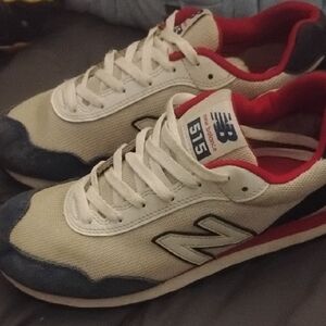 New Balance 515 Men's Sneakers - White, Blue, and Red